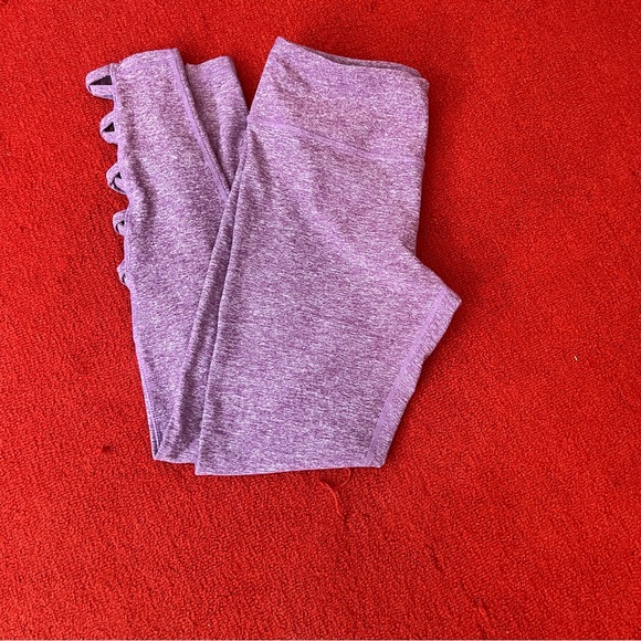 Glyder Lace Up Accent Purple Leggings - Picture 5 of 9